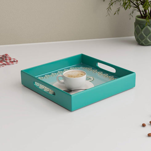 Floral Wooden Serving Tray Set of 2